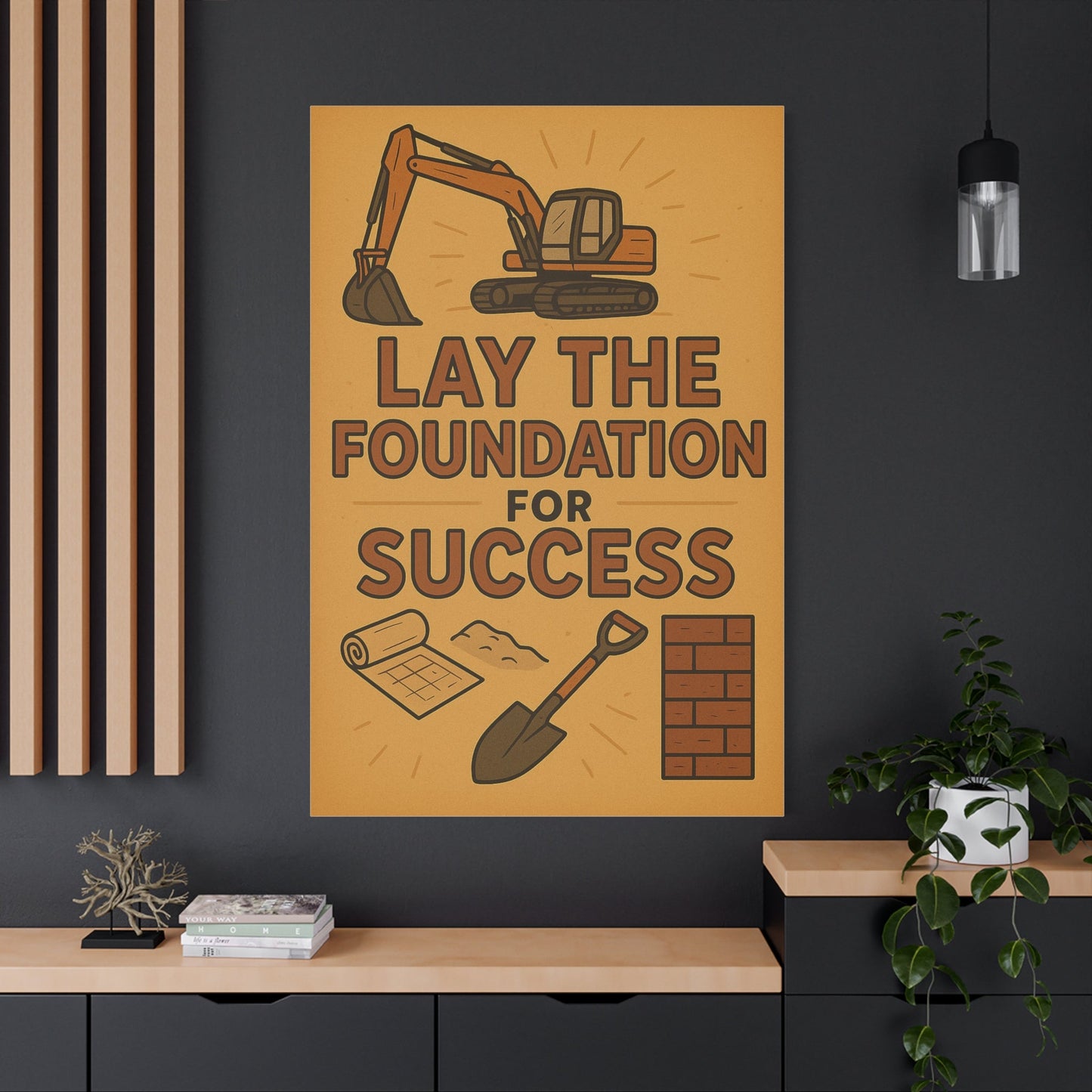 Motivational Canvas Art - 'Lay the Foundation for Success' - BuildBossUK