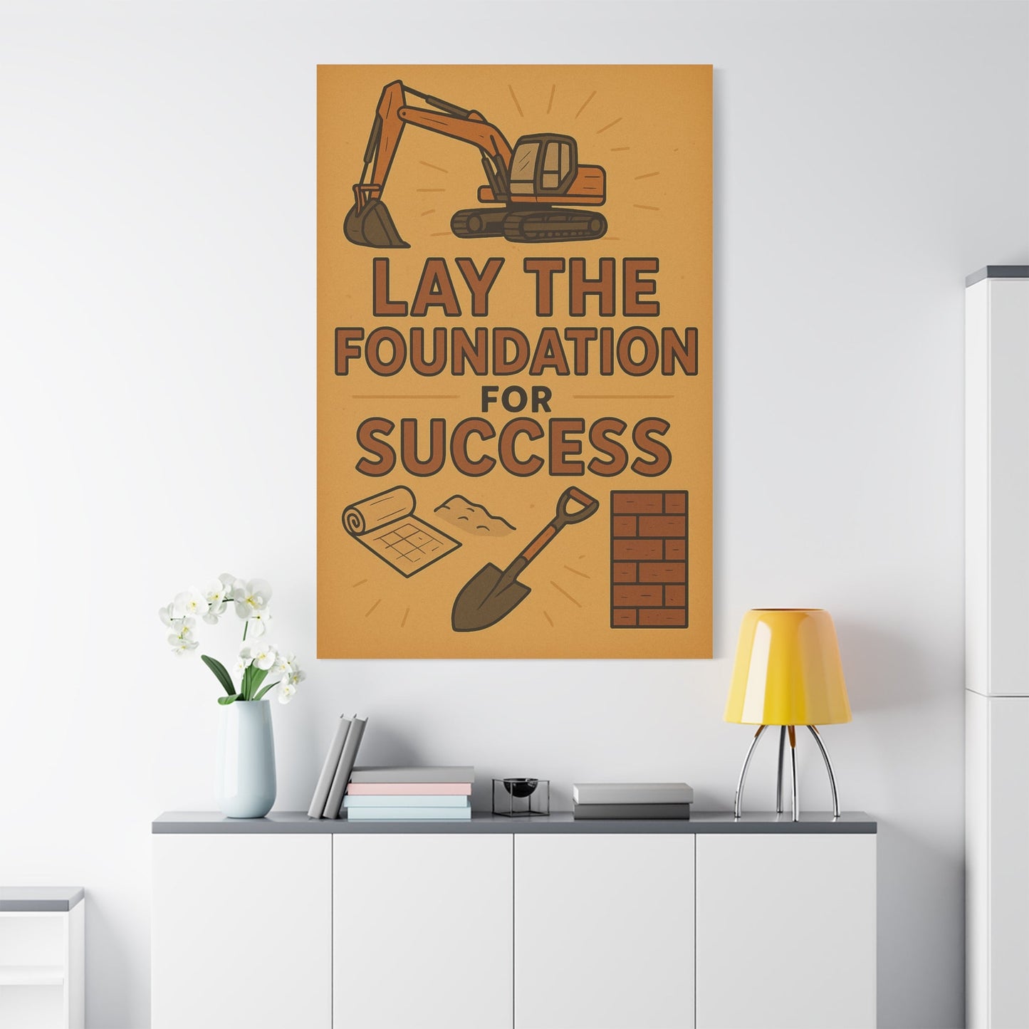 Motivational Canvas Art - 'Lay the Foundation for Success' - BuildBossUK