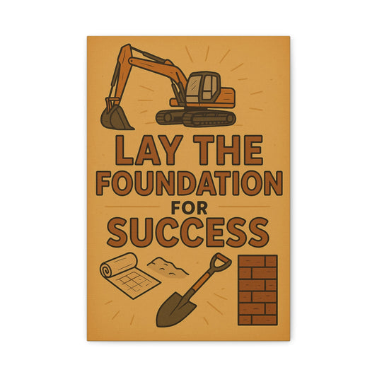 Motivational Canvas Art - 'Lay the Foundation for Success' - BuildBossUK